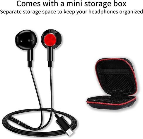 سماعات رأس USB C لهواتف iPhone 15 وSamsung A55 A54 A53 A35 Galaxy S24 Ultra S23 FE S22 S21 سماعات أذن سلكية مغناطيسية هاي فاي من النوع C مع ميكروفون للتحكم في سماعات iPad Pro Air Pixel 8 7 6A OnePlus 12 in Kuwait
