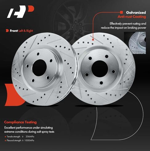 A-Premium 11.65 inch (295.8mm) Front Drilled and Slotted Disc Brake Rotors Compatible with Select Nissan Models - Sentra 2007-2012, Rogue 2008-2017, Rogue Select 2014-2015, 2.0L 2.5L, 2-PC Set in Saudi Arabia