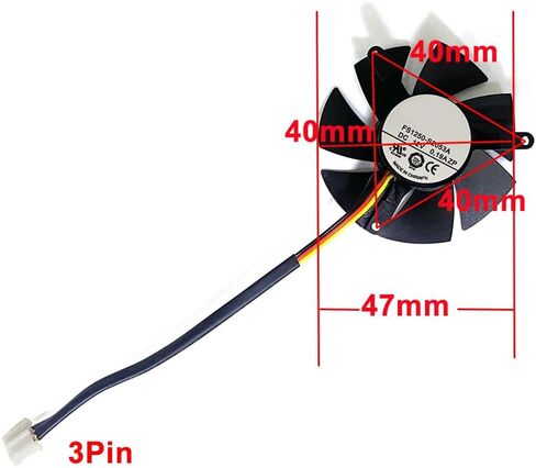FS1250-S2053A 47mm 12V 0.19A 3 Pin Graphics Card Cooling Fan Replacement for Gigabyte GT 1030 GTX 1050 1050Ti Low Profile GV N710 Gaming Video Card Cooler Fans in Saudi Arabia