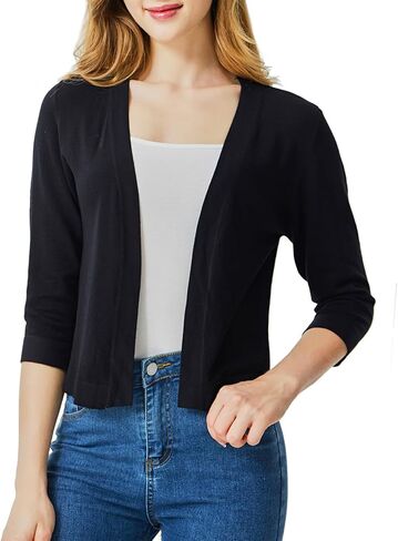 Ciormis 3/4 Sleeve Shrug Cardigans,Open Front Bolero Cardigan for Ladies Evening Parties in Saudi Arabia