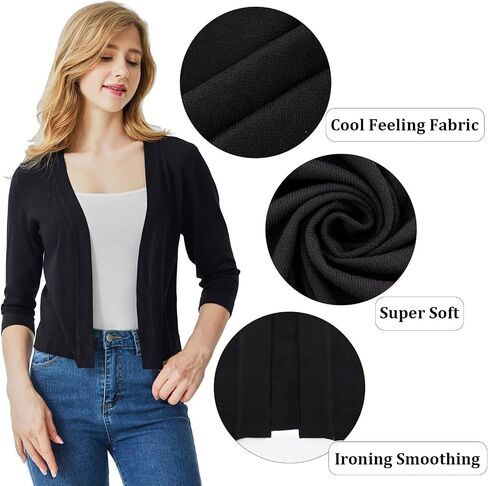 Ciormis 3/4 Sleeve Shrug Cardigans,Open Front Bolero Cardigan for Ladies Evening Parties in Saudi Arabia