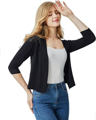 Ciormis 3/4 Sleeve Shrug Cardigans,Open Front Bolero Cardigan for Ladies Evening Parties in Saudi Arabia