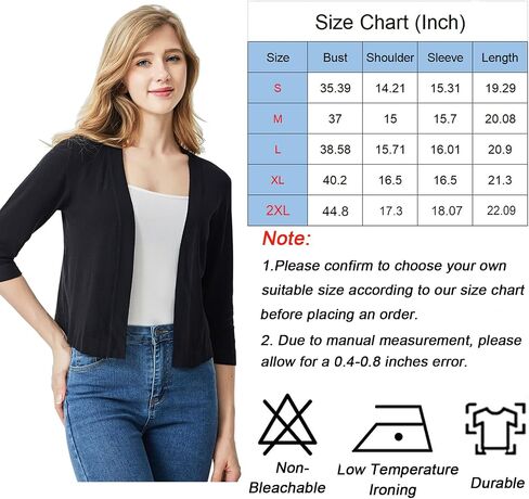 Ciormis 3/4 Sleeve Shrug Cardigans,Open Front Bolero Cardigan for Ladies Evening Parties in Saudi Arabia