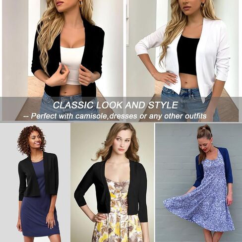 Ciormis 3/4 Sleeve Shrug Cardigans,Open Front Bolero Cardigan for Ladies Evening Parties in Saudi Arabia