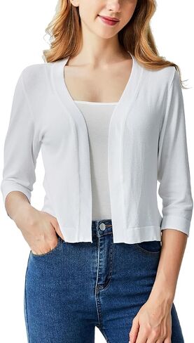 Ciormis 3/4 Sleeve Shrug Cardigans,Open Front Bolero Cardigan for Ladies Evening Parties in Saudi Arabia