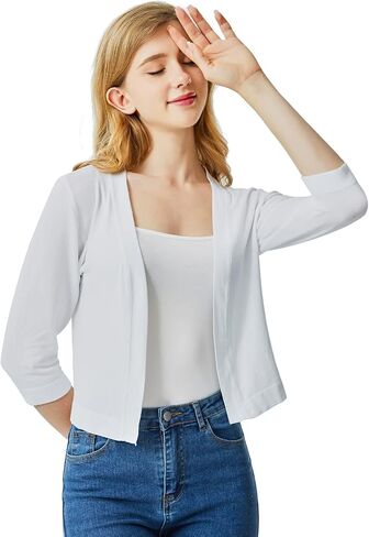 Ciormis 3/4 Sleeve Shrug Cardigans,Open Front Bolero Cardigan for Ladies Evening Parties in Saudi Arabia