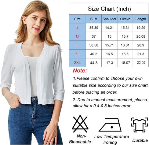 Ciormis 3/4 Sleeve Shrug Cardigans,Open Front Bolero Cardigan for Ladies Evening Parties in Saudi Arabia