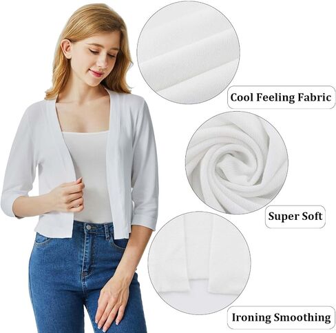 Ciormis 3/4 Sleeve Shrug Cardigans,Open Front Bolero Cardigan for Ladies Evening Parties in Saudi Arabia