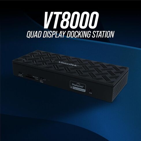 محطة إرساء شاشة VisionTek VT8000 USB-C 4X - طاقة 100 وات، 4X HDMI، 4X DP، 4X USB-A، 1x USB-C PD، صوت، 2.5 جيجابت في الثانية إيثرنت لنظام التشغيل Windows/MacOS in Saudi Arabia