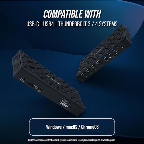 محطة إرساء شاشة VisionTek VT8000 USB-C 4X - طاقة 100 وات، 4X HDMI، 4X DP، 4X USB-A، 1x USB-C PD، صوت، 2.5 جيجابت في الثانية إيثرنت لنظام التشغيل Windows/MacOS in Saudi Arabia
