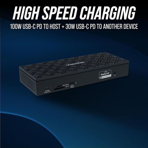 محطة إرساء شاشة VisionTek VT8000 USB-C 4X - طاقة 100 وات، 4X HDMI، 4X DP، 4X USB-A، 1x USB-C PD، صوت، 2.5 جيجابت في الثانية إيثرنت لنظام التشغيل Windows/MacOS in Saudi Arabia