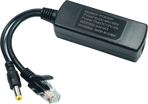 محول فاصل الطاقة عبر إيثرنت Gigabit Active PoE 48 فولت إلى 12 فولت 2 أمبير، 5.5 × 2.1 مم DC IEEE 802.3af/at متوافق مع 10/100/1000 ميجابت في الثانية PoE Splitter مع مخرج 12 فولت لكاميرا المراقبة CCTV والهاتف VoIP in Kuwait