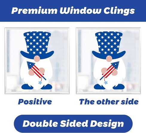 9 أوراق ملصقات نافذة الرابع من يوليو، ملصقات نافذة جنوم لديكور المنزل، ديكور يوم الاستقلال على الوجهين، ملصقات نافذة وطنية مقاومة للماء من الفينيل قابلة لإعادة الاستخدام in Kuwait