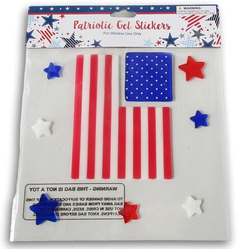 Patriotic USA Flag Stars and Stripes Gel Window Clings Decal Stickers - 21 Piece in Saudi Arabia