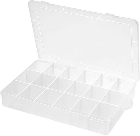Extra Large 18 Grids Bead Storage Container Tackle Box, Bluedale Plastic Craft Organizer Compartment Box with Dividers for Jewelry, Art DIY, Washi Tapes, Fishing Box in Saudi Arabia
