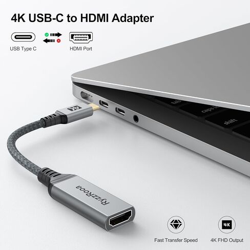محول RyzzRooa USB C إلى HDMI، 10 حزم، محول 4K من النوع C إلى HDMI [متوافق مع Thunderbolt 3/4] لسلسلة iPhone 15، MacBook Pro/Air، iPadPro، سلسلة S23، Dell XPS، Surface، Pixelbook والمزيد... in Kuwait