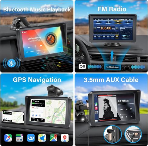 Apple Carplay Portable Car Stereo and Android Auto,Carplay Screen for Car Radio with Bluetooth Handsfree, 7'' Touch Screen with Phone Link/FM/AUX… in Kuwait