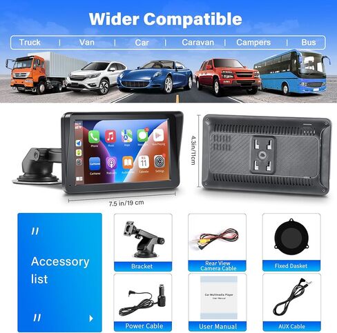 Apple Carplay Portable Car Stereo and Android Auto,Carplay Screen for Car Radio with Bluetooth Handsfree, 7'' Touch Screen with Phone Link/FM/AUX… in Kuwait