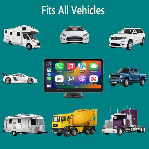 Casoda Portable Carplay Screen for Car, 7" HD Double Din Touch Screen Car Stereo Compatible with Wireless Apple CarPlay and Android Auto/Navigation/Siri/Bluetooth Fits Any Vehicles in Kuwait