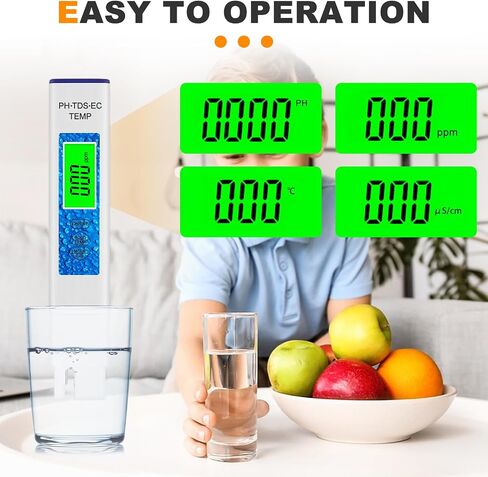 Water Quality Tester, pH Meter, TDS Meter, Professional 4 in 1 pH/TDS/EC/Temp Tester with Temperature Compensation Function, Accurate and Reliable, for Household Drinking, Pools, Fish Tanks (Pink) in Saudi Arabia