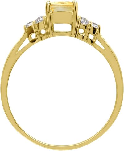 Silvershake 7x5mm Octagon Shape Birthstone Gemstone White Gold Plated or Yellow Gold Plated 925 Sterling Silver Engagement Ring Jewelry for Women in Saudi Arabia