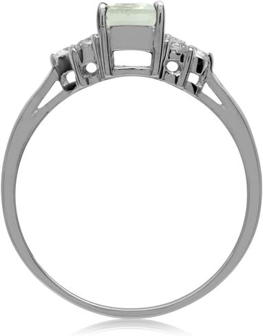 Silvershake 7x5mm Octagon Shape Birthstone Gemstone White Gold Plated or Yellow Gold Plated 925 Sterling Silver Engagement Ring Jewelry for Women in Saudi Arabia