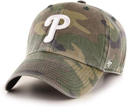 قبعة '47 MLB Camo Clean Up قابلة للتعديل، مقاس واحد للبالغين يناسب الجميع (فيلادلفيا فيليز كامو) in Saudi Arabia