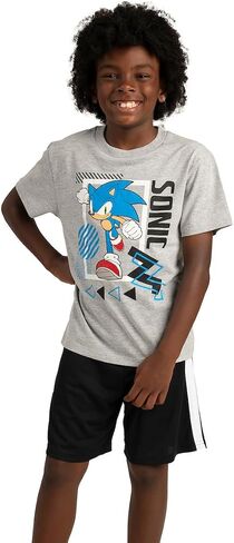 Bioworld Sonic Boys 3-Pack Set - Includes Two Tees and Mesh Shorts in Saudi Arabia