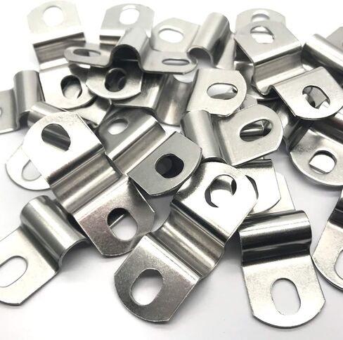 6mm(0.24") Two Hole U-Bracket Thicken Pipe Strap Clip,Stainless Steel Heavy Duty Pipe Strap Clamp for Tube, Pipe or Wire Cord Installation 20Pcs in Saudi Arabia