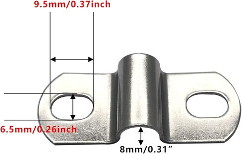6mm(0.24") Two Hole U-Bracket Thicken Pipe Strap Clip,Stainless Steel Heavy Duty Pipe Strap Clamp for Tube, Pipe or Wire Cord Installation 20Pcs in Saudi Arabia
