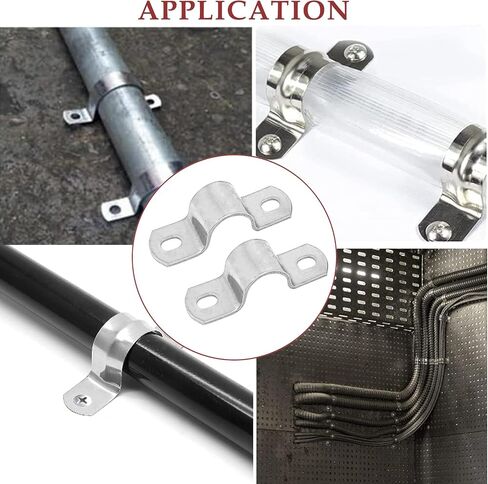 6mm(0.24") Two Hole U-Bracket Thicken Pipe Strap Clip,Stainless Steel Heavy Duty Pipe Strap Clamp for Tube, Pipe or Wire Cord Installation 20Pcs in Saudi Arabia