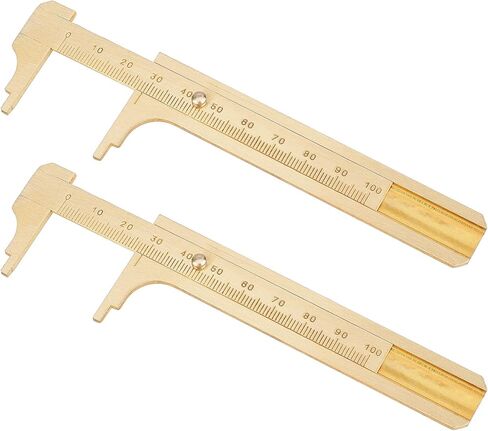 2 Pcs 100mm Pocket Caliper Brass Vernier Caliper Handy Caliper Measuring Tool Mini Metal Pocket Ruler Double Scales MM/Inch Measuring Tool in Kuwait