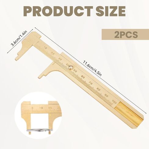 2 Pcs 100mm Pocket Caliper Brass Vernier Caliper Handy Caliper Measuring Tool Mini Metal Pocket Ruler Double Scales MM/Inch Measuring Tool in Kuwait