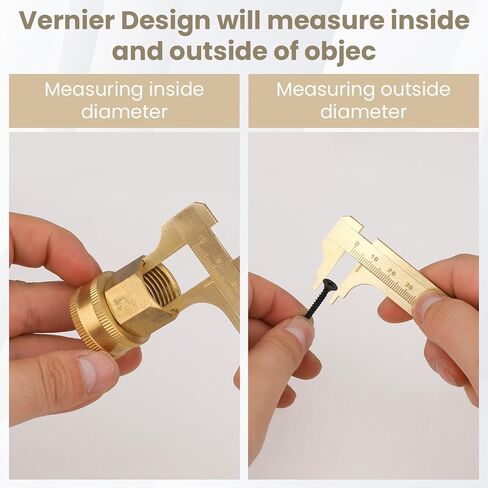 2 Pcs 100mm Pocket Caliper Brass Vernier Caliper Handy Caliper Measuring Tool Mini Metal Pocket Ruler Double Scales MM/Inch Measuring Tool in Kuwait