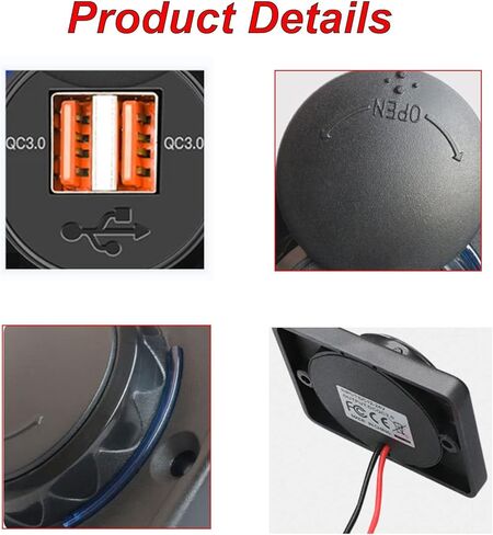لوحة مخرج USB 12 فولت QC 3.0 مزدوج USB 36 وات مقبس شاحن سيارة سريع مخرج طاقة مع غطاء مخرج USB RV 12 فولت جدار جبل للحافلة RV قارب السيارات البحرية ATV شاحنة 12 فولت - 24 فولت (قطعة واحدة) in Kuwait