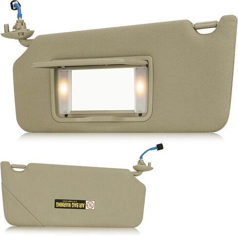 Youxmoto Left Driver Side Sun Visor Replacement for Honda Accord 2008 2009 2010 2011 2012 Beige Car Visor, Replaces# 83280TA0A91ZB, with Vanity Mirror and Light in Saudi Arabia