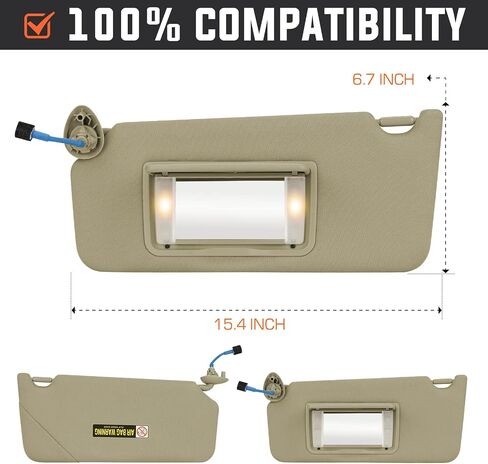 Youxmoto Left Driver Side Sun Visor Replacement for Honda Accord 2008 2009 2010 2011 2012 Beige Car Visor, Replaces# 83280TA0A91ZB, with Vanity Mirror and Light in Saudi Arabia