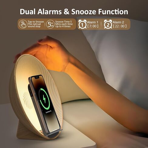 ساعة منبه شروق الشمس من كولسور، مكبر صوت بلوتوث، شحن لاسلكي، ضوضاء بيضاء، مصباح بجانب السرير، غرفة النوم، مساعد الغفوة والنوم، مثالية للهدايا in Kuwait