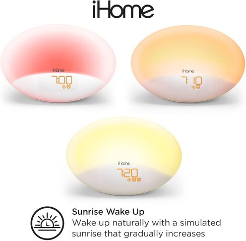 iHome Zenergy Sound Machine with Sunrise Alarm Clock, Built-in Bluetooth Speaker and Night Light, Bedroom Décor Designed for Anxiety Relief and Stress Relief in Kuwait