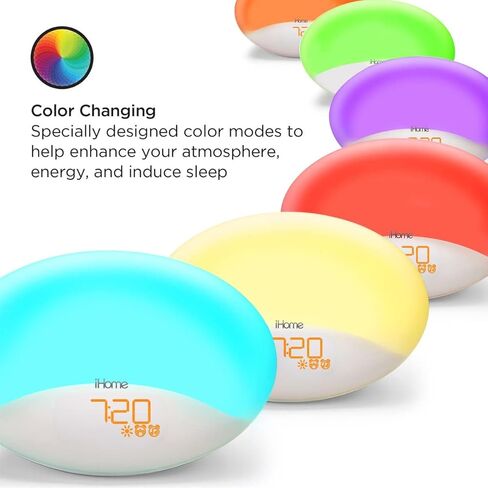 iHome Zenergy Sound Machine with Sunrise Alarm Clock, Built-in Bluetooth Speaker and Night Light, Bedroom Décor Designed for Anxiety Relief and Stress Relief in Kuwait