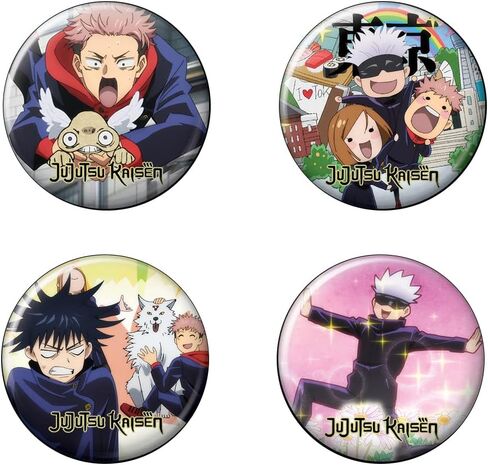 مجموعة أزرار Ata-Boy Jujutsu Kaisen Yugi - Megumi، Nobara، Gojo في مجموعة أزرار المعركة، أزرار قابلة للجمع مرخصة رسميًا in Saudi Arabia