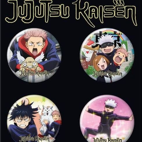مجموعة أزرار Ata-Boy Jujutsu Kaisen Yugi - Megumi، Nobara، Gojo في مجموعة أزرار المعركة، أزرار قابلة للجمع مرخصة رسميًا in Saudi Arabia