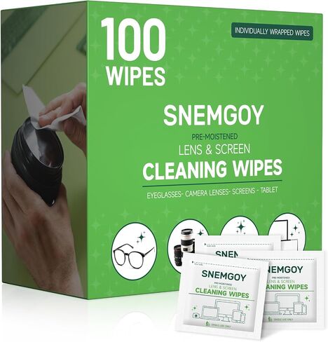 100 Count Lens Cleaning Wipes, Pre-Moistened & Individually Wrapped Glasses Wipes, Eye Glasses Cleaner for Eyeglasses, Camera Lens, Phone, Tablets & Computer Screen and Other Delicate Surfaces in Saudi Arabia