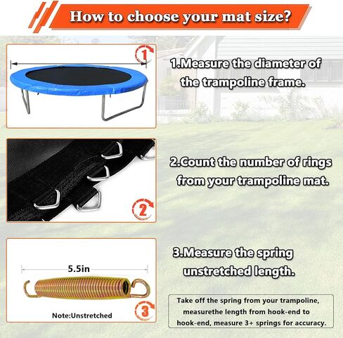 استبدال حصيرة الترامبولين (قطر السجادة: 151 بوصة) يناسب إطارًا بطول 14 قدمًا، مع 72 حلقة على شكل حرف V تناسب مقاس 5.5 بوصة، مقاومة للأشعة فوق البنفسجية، مع خطافين وزوجين من القفازات المضادة للانزلاق، مجموعة إبزيم حلقي مثلث in Kuwait