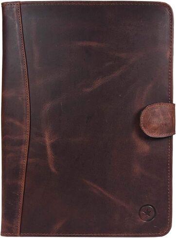 محفظة السفر الجلدية | منظم محترف للرجال والنساء | حامل تابلت جلدي مع اكمام للمستندات والايباد من آرون ليذر جودز (بني) in Kuwait