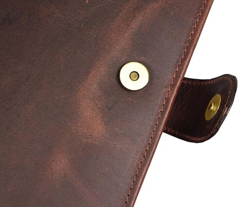 محفظة السفر الجلدية | منظم محترف للرجال والنساء | حامل تابلت جلدي مع اكمام للمستندات والايباد من آرون ليذر جودز (بني) in Kuwait