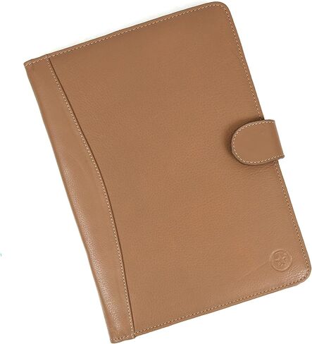 Leather Travel Portfolio | Professional Organizer Men & Women | Tablet Holder Leather Padfolio with Sleeves for documents and Ipad by Aaron Leather Goods (Brown) in Saudi Arabia