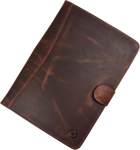 محفظة السفر الجلدية | منظم محترف للرجال والنساء | حامل تابلت جلدي مع اكمام للمستندات والايباد من آرون ليذر جودز (بني) in Kuwait