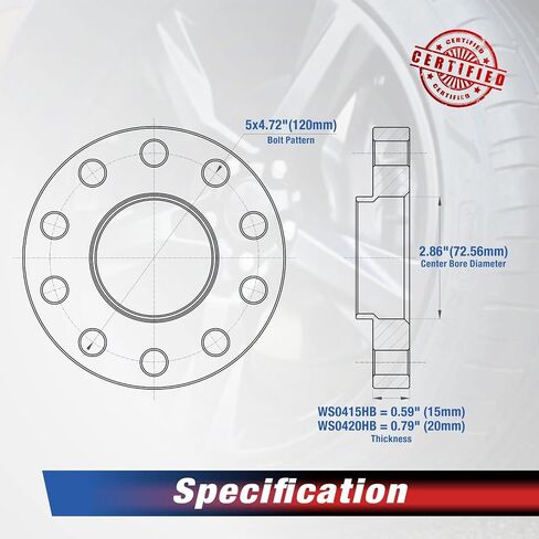 MOCA 12mm Wheel Spacer 5x120 Hubcentric Wheel Spacers (72.56mm Bore) Compatible with BMW E87 E46 E90 M5 M6 M Coupe (Black, Pack of 2) in Saudi Arabia