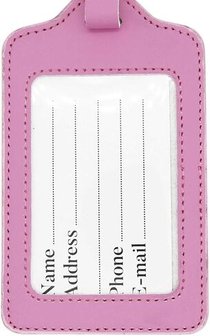 Set of 2 PU Leather Business Card Holder Luggage Tags Bag Baggage Tag Travel Identifier Suitcase Labels Brown in Saudi Arabia